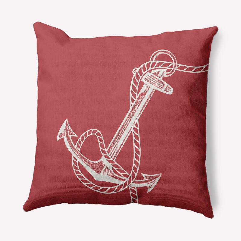 Anchored Nautical Indoor/Outdoor Throw Pillow - Ligonberry Red - 18" x 18"