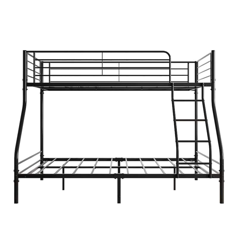 Heavy Duty Twin-Over-Full Metal Bunk Bed, Easy Assembly with Enhanced Upper-Level Guardrail, Black