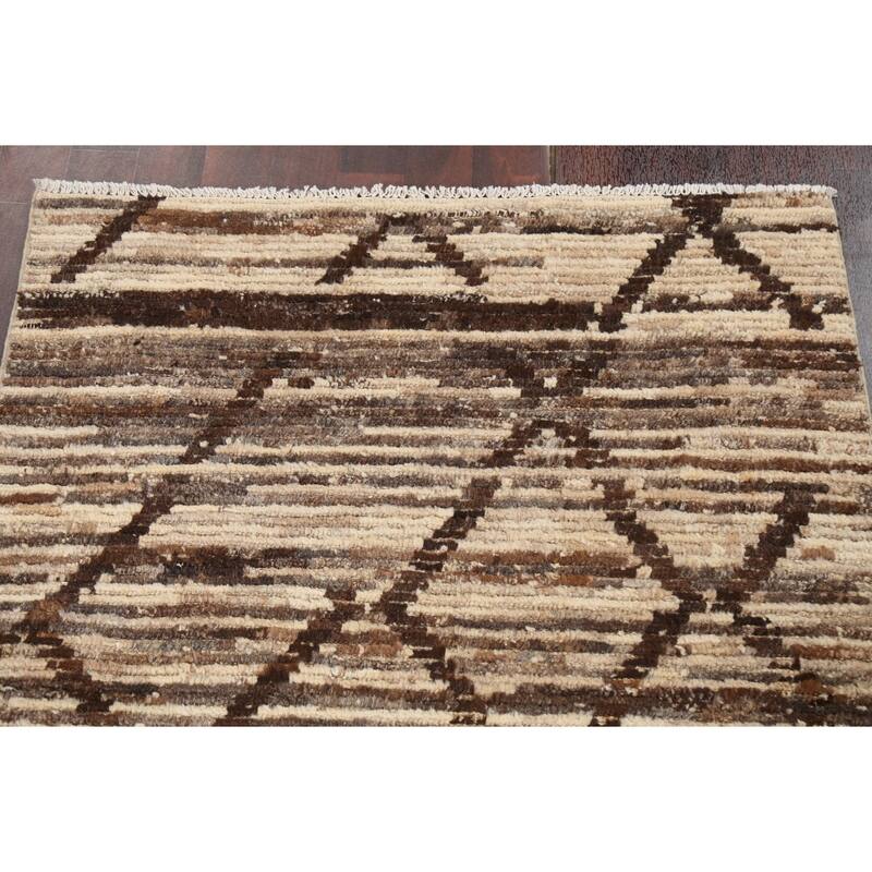Contemporary Oriental Wool Gabbeh Kashkoli Area Rug Handmade Carpet - 3'2" x 4'11"
