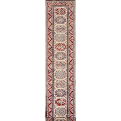 Kazak Runner Rug Hand-Knotted Wool Carpet - 2'5" x 15'2"