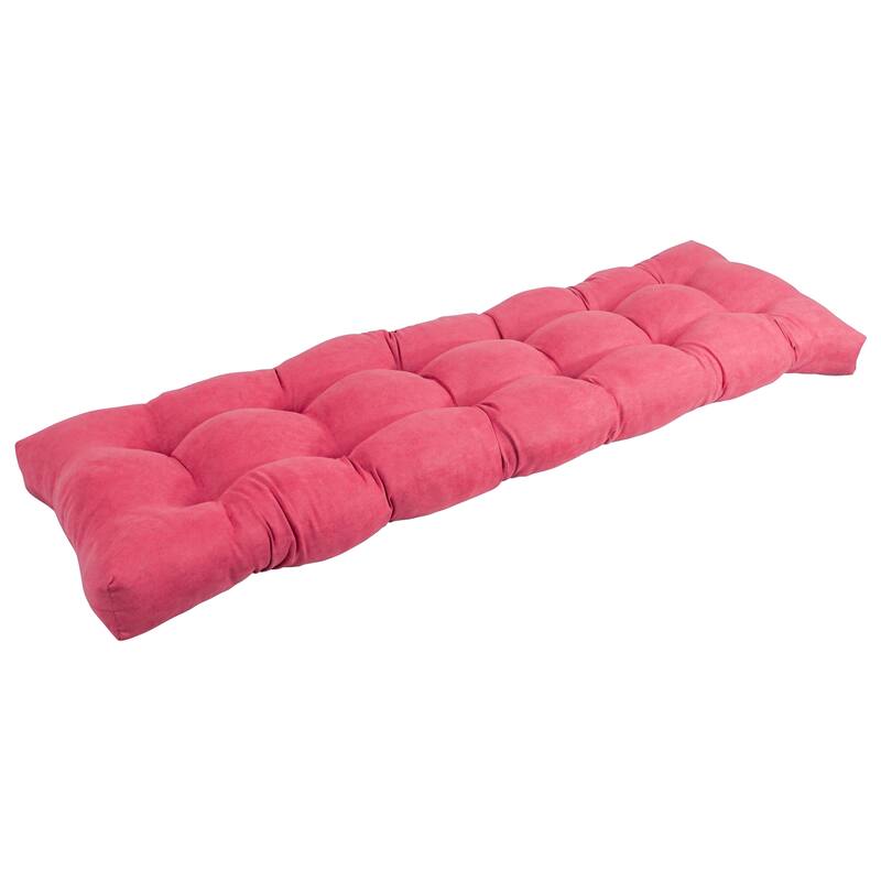 Solid Microsuede Tufted Indoor Bench Cushion (Multiple widths from 42 to 60 inch) - 60" wide - Bery Berry