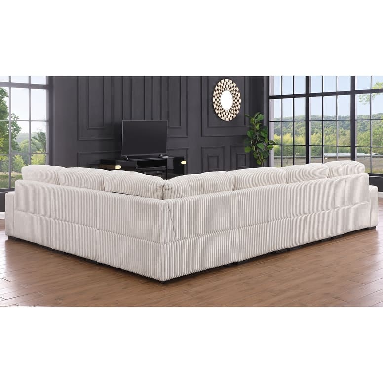 Nadine 155.5"W Corduroy Modular Corner Sectional Sofa with Left-Facing Chaise