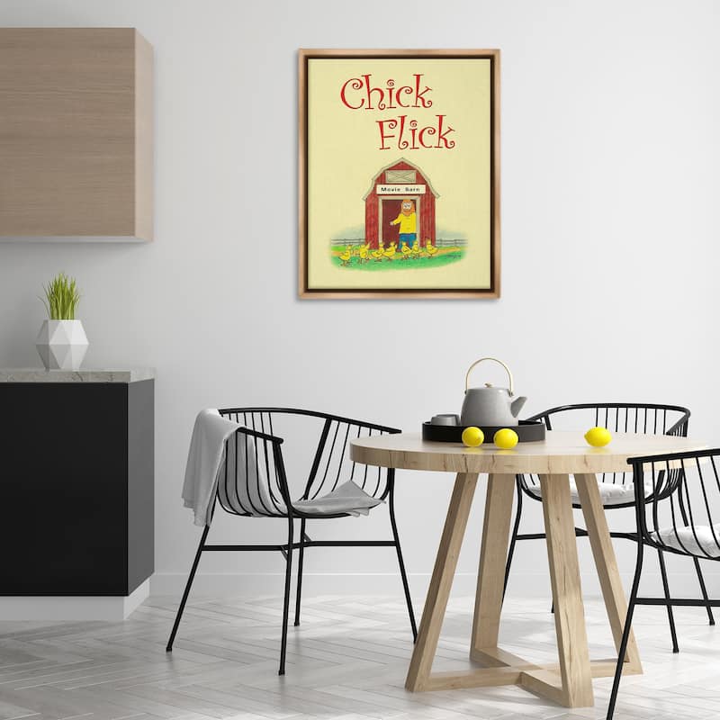 Stupell Chick Flick Vintage Pun Framed Floater Canvas Wall Art Design By Roger Straub