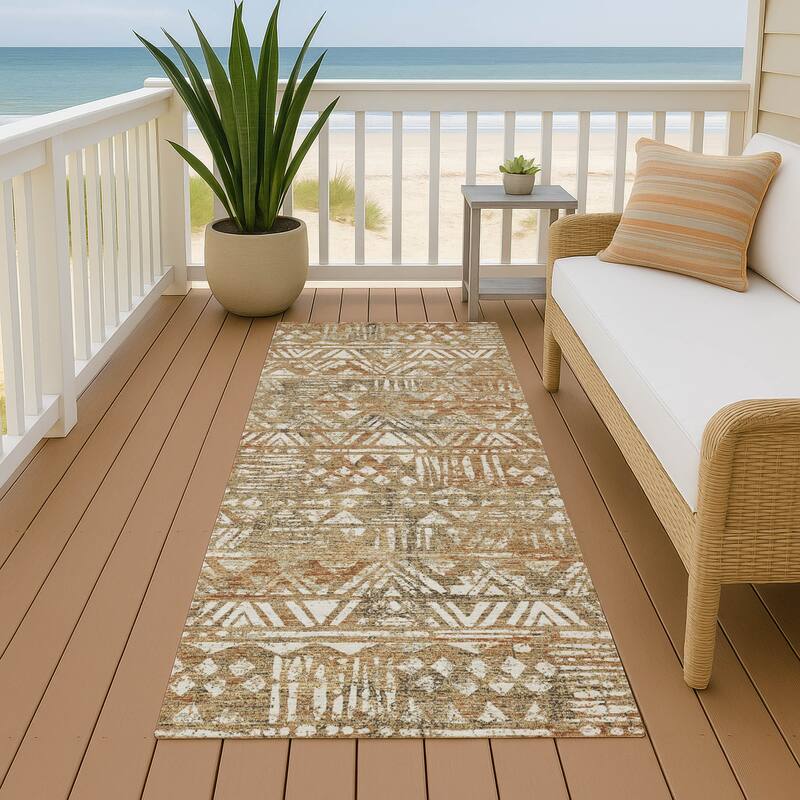 Machine Washable Indoor/ Outdoor Global Jara Chantille Rug - Paprika - 2'3" x 7'6"