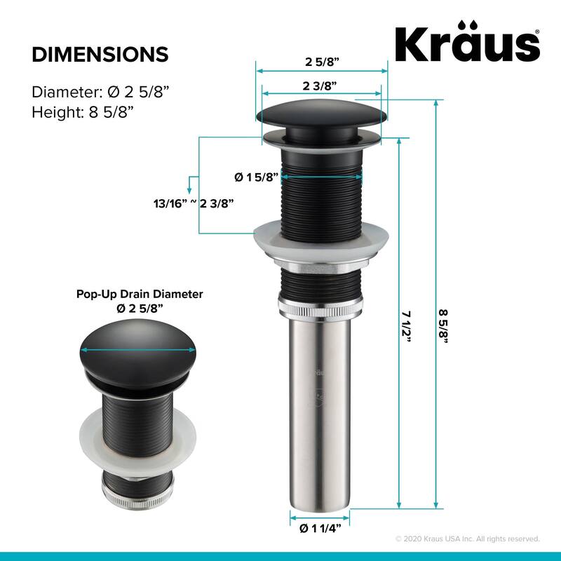 KRAUS Pop-Up Drain for Vessel Bathroom sink