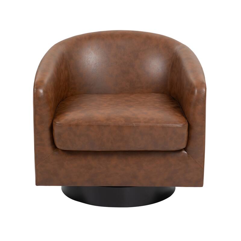 2 Set Round Barrel Chair 360-Degree Swivel Accent Chairs