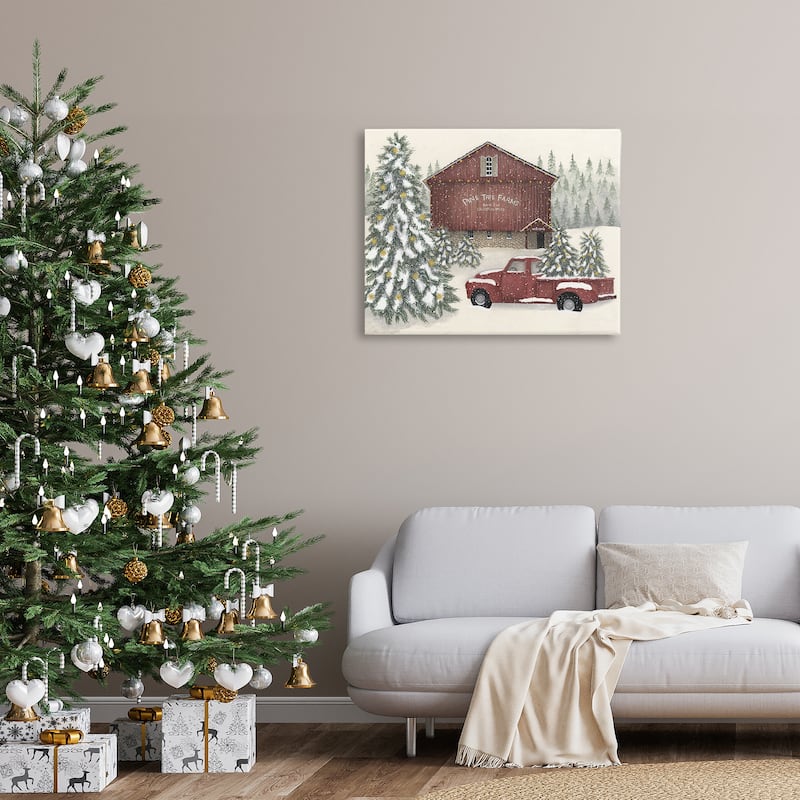 Stupell Winter Pine Tree Farm Canvas Wall Art Design By Linda Spivey