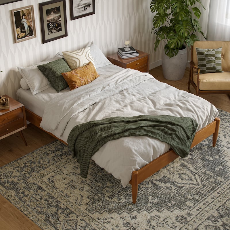 Platform Bed Frame - Full Size, Light Toffee - Solid Wood, No Box Spring Needed, Underbed Storage