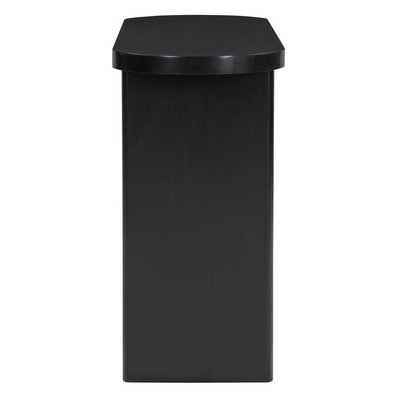 Elegant Minimalist Console Table with Rounded Edges and Sturdy Shelf Design for Entryway, Living Room(Black)