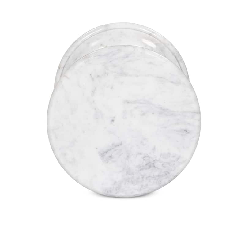 Jonathan End Table-Veined White Marble Solid