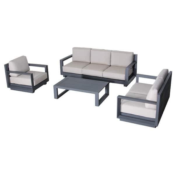 Paris Outdoor 4Piece Patio Furniture Deep Seating Set Aluminum Frame