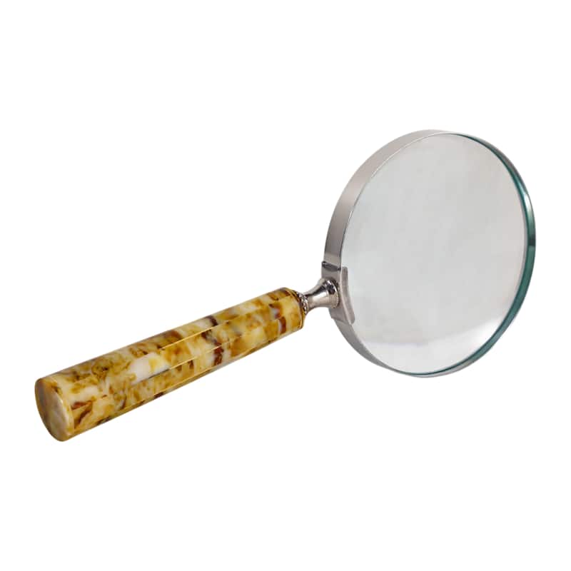 Resin Decorative Object Magnifying Glass Checkered Handle - 1" Brown - 4" x 9" x 1"
