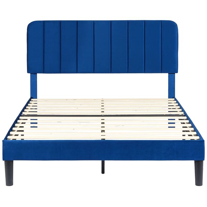 Javlergo Upholstered Platform Bed Frames with Height Adjustable Headboard, Sturdy Wooden Slats/Noise-free