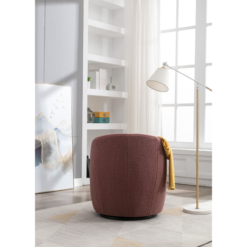Red 25.6" Swivel Barrel Chair with Black Coating