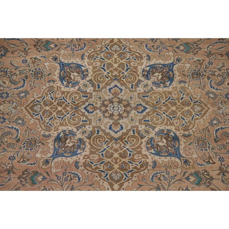Hand Knotted Oriental 100% Wool Carpet Traditional Floral Oranges & Rust Mashad Area Rug - 13' 0'' X 9' 7''