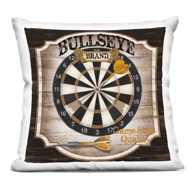 Stupell Rustic Bullseye Darts Game Decorative Printed Throw Pillow Design by Conrad Knutsen - Accent - Polyester - Black - Single