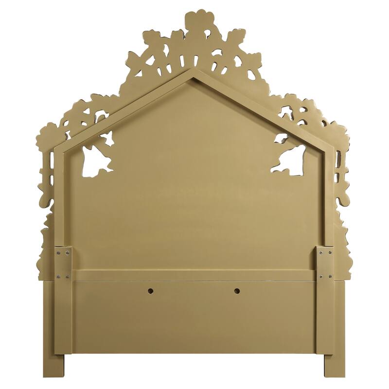 Heverford White and Gold Eastern King Scrolled Floral Bed