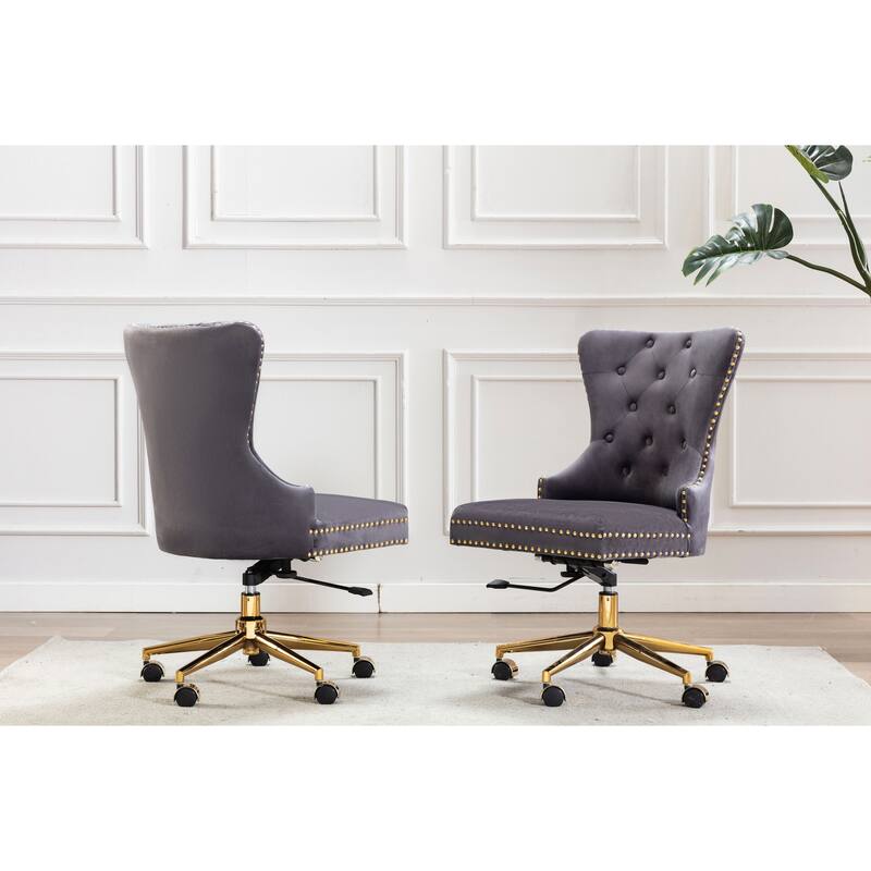 Best Quality Furniture Tufted Adjustable Task Chair with Gold Base ...