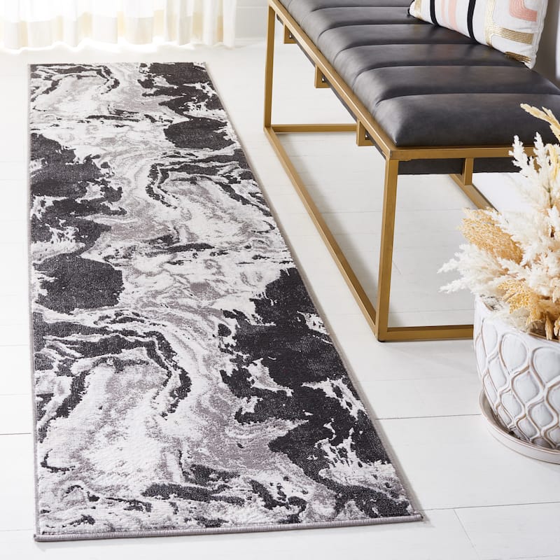 SAFAVIEH Amelia Berendina Modern Abstract Rug - 2' x 8' Runner - Charcoal/Grey