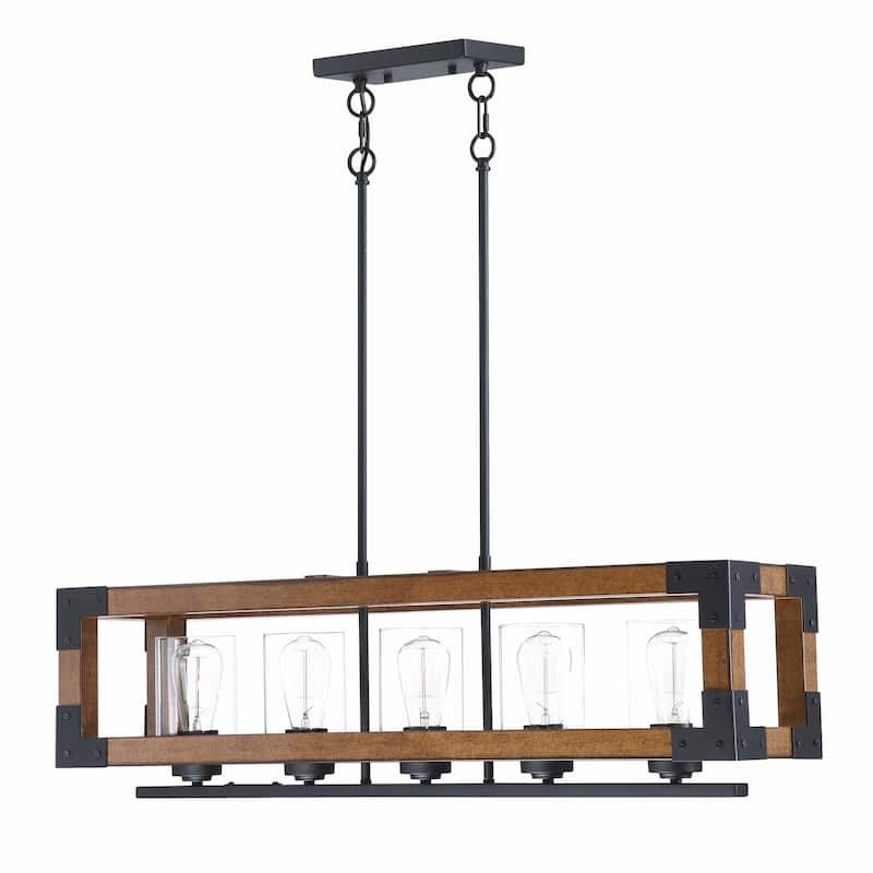 5 Light Lantern Rectangle Chandelier - 36"x8.55"x53"