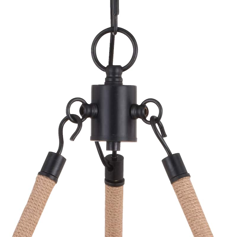 Breckenridge Bronze Rustic Antler Chandelier Natural Rope Accent