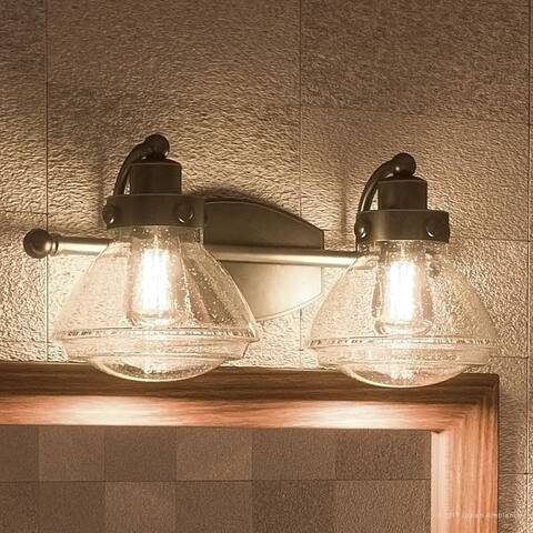 Luxury Transitional Bathroom Vanity Light, 8"H x 17.75"W, with Rustic Style, Parisian Bronze Finish - 8" H, 17.75" W, 7.75" Dep