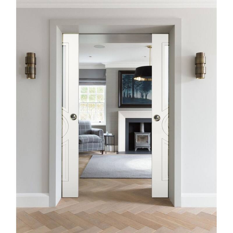 Slab Door Panel Opaque Glass / Mela 7012 Matte White / Modern Finished Doors / Pocket Closet Sliding Barn