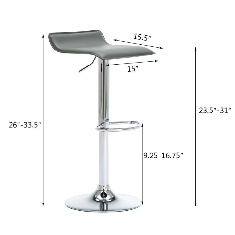 Faux Leather Upholstered Adjustable Barstools Airlift Counter Bar Pub Height Stools Set of 2