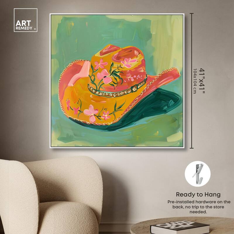 Wildflower Cowboy Hat Canvas by Art Remedy