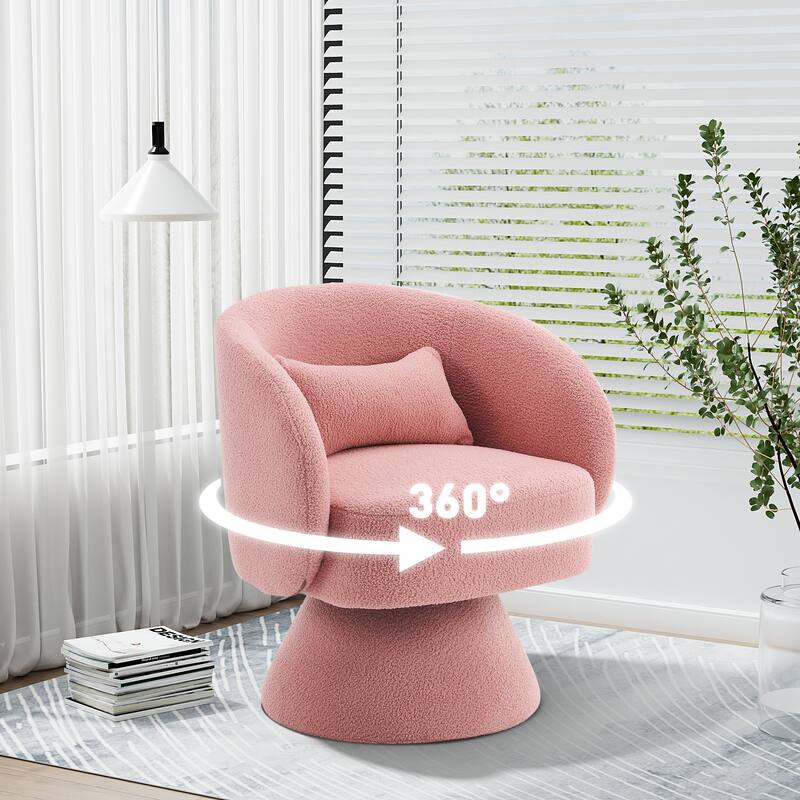 Ouyessir Teddy Sherpa Upholstered Swivel Cuddle Barrel Sofa Chairs