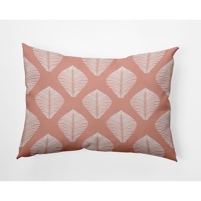Fan Leaf Pattern Decorative Throw Pillow - 14" x 20" - Soft Coral