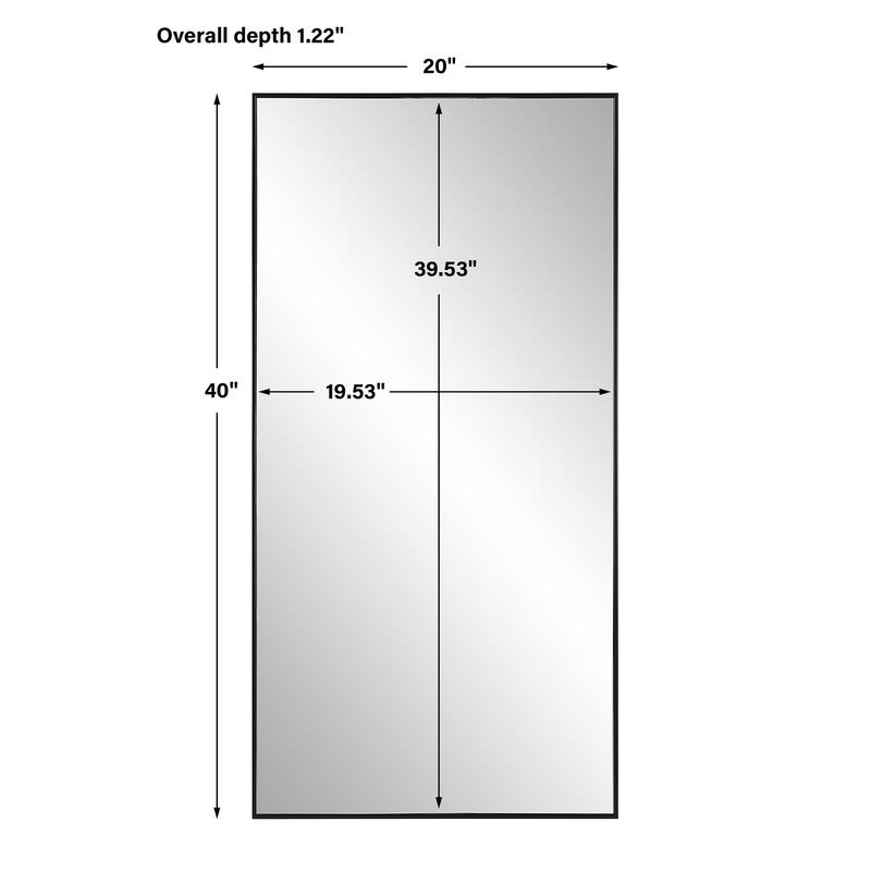 Copper Grove Black Long Rectangular Slim-framed Wall Mirror