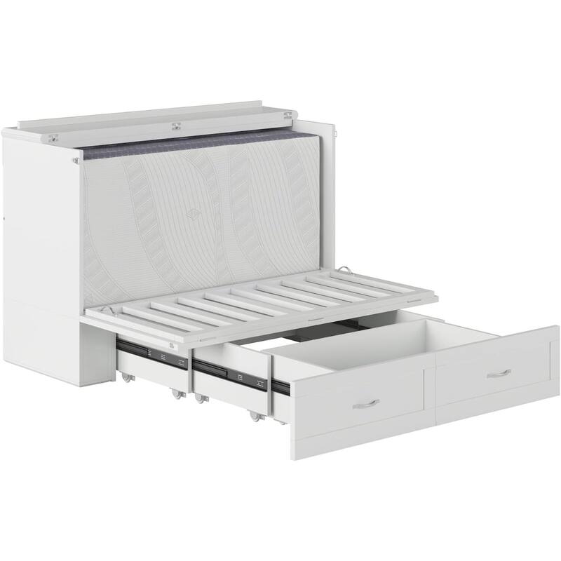 Murphy Bed Chest with Mattress & Charging - Space Saving Folding Bed