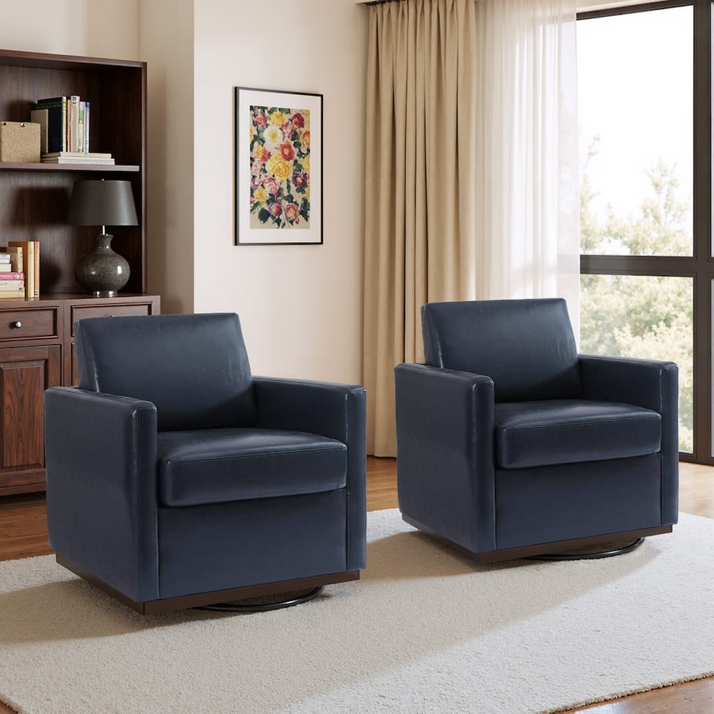 Cozy Swivel Armchair 360°Rotating Base Accent Chair Set of 2