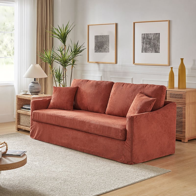 Volkhard 80.5" Modern Slipcovered Sofa With Removable Back Cushion By HULALA HOME