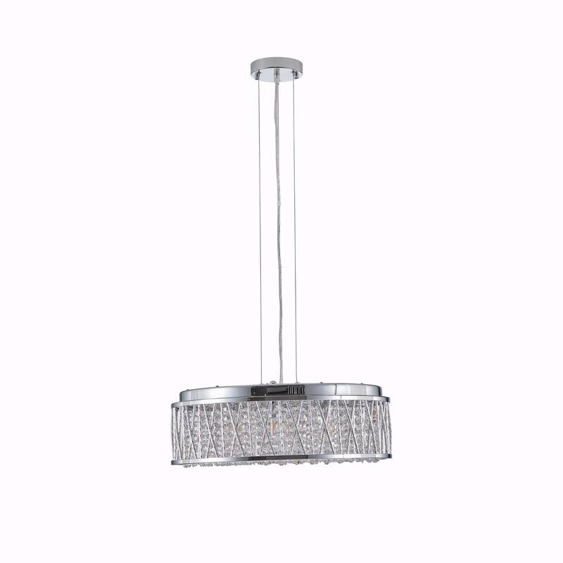 Modern Crystal Chandelier 18.9 Inches Round Ceiling Light Flush Mount Fixture - Silver+Clear