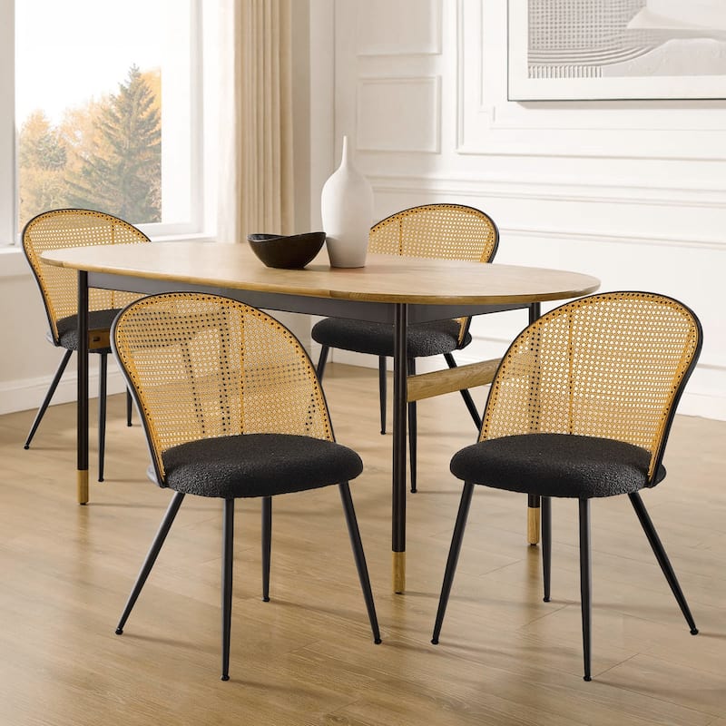 Modern Upholstered Rattan Dining Chairs Set of 2/4
