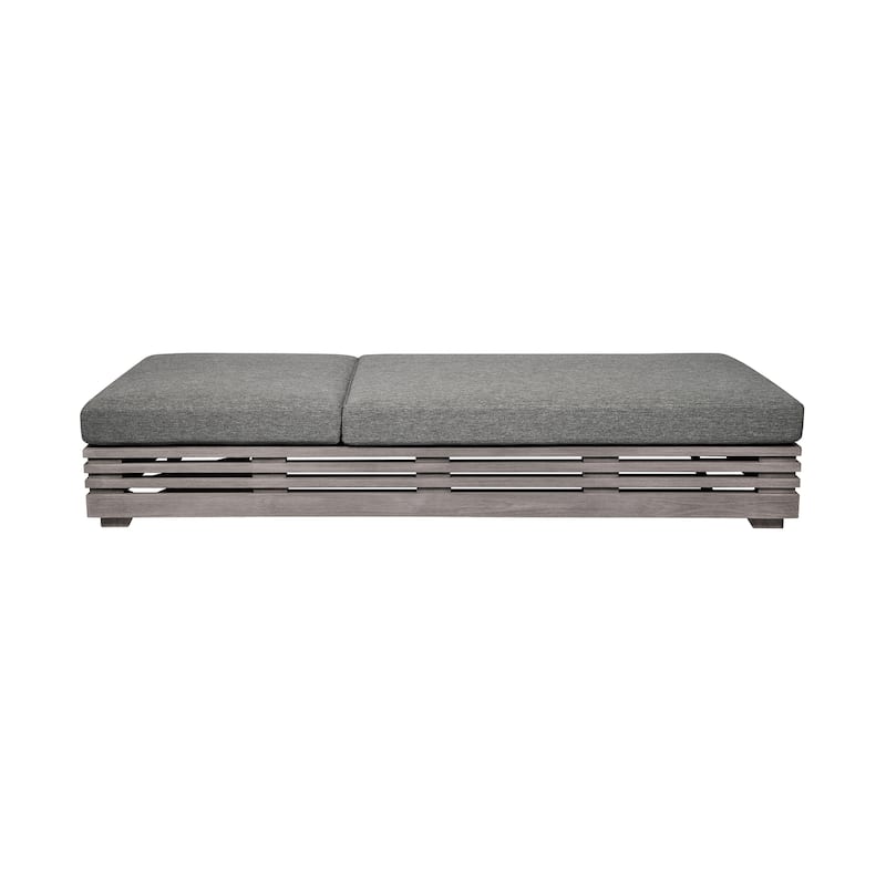 Vivid Outdoor Patio Adjustable Chaise Lounge Chair in Eucalyptus Wood with Olefin Cushions