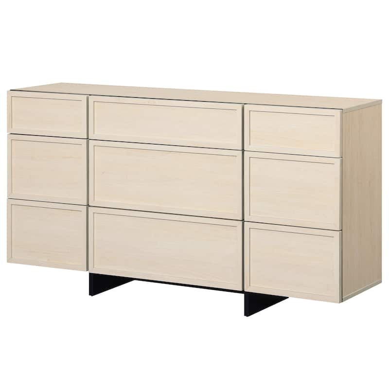 WAMPAT Modern Sideboard Buffet Cabinet with 9 Drawers, Multifunctional Sideboard with Large Storage and T-Shaped Legs