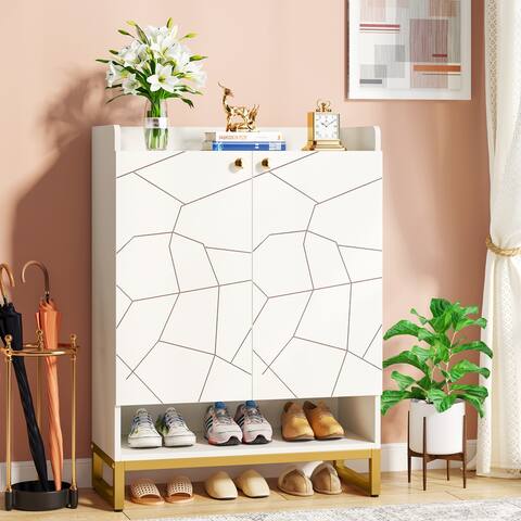 Shoe Cabinet, 6-Tiers Free Standing Shoe Storage Cabinet for Entryway