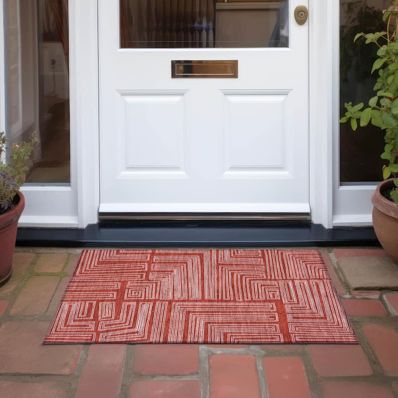 Machine Washable Indoor/ Outdoor Contemporary Stack Chantille Rug