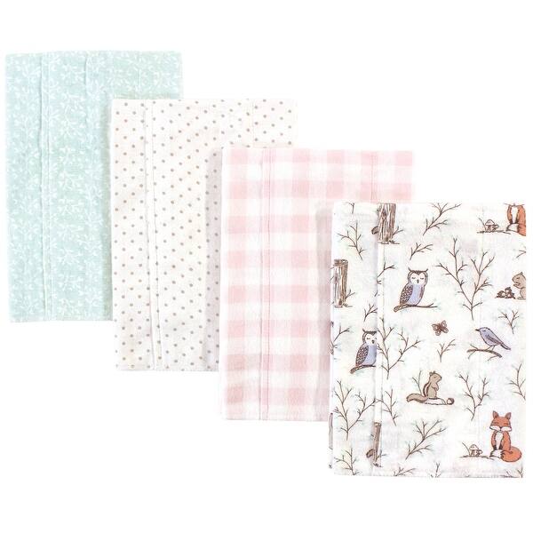 slide 1 of 1, Hudson Baby Infant Girl Cotton Flannel Burp Cloths 4pk, Enchanted Forest, One Size - Enchanted Forest - One Size One Size - Enchanted Forest