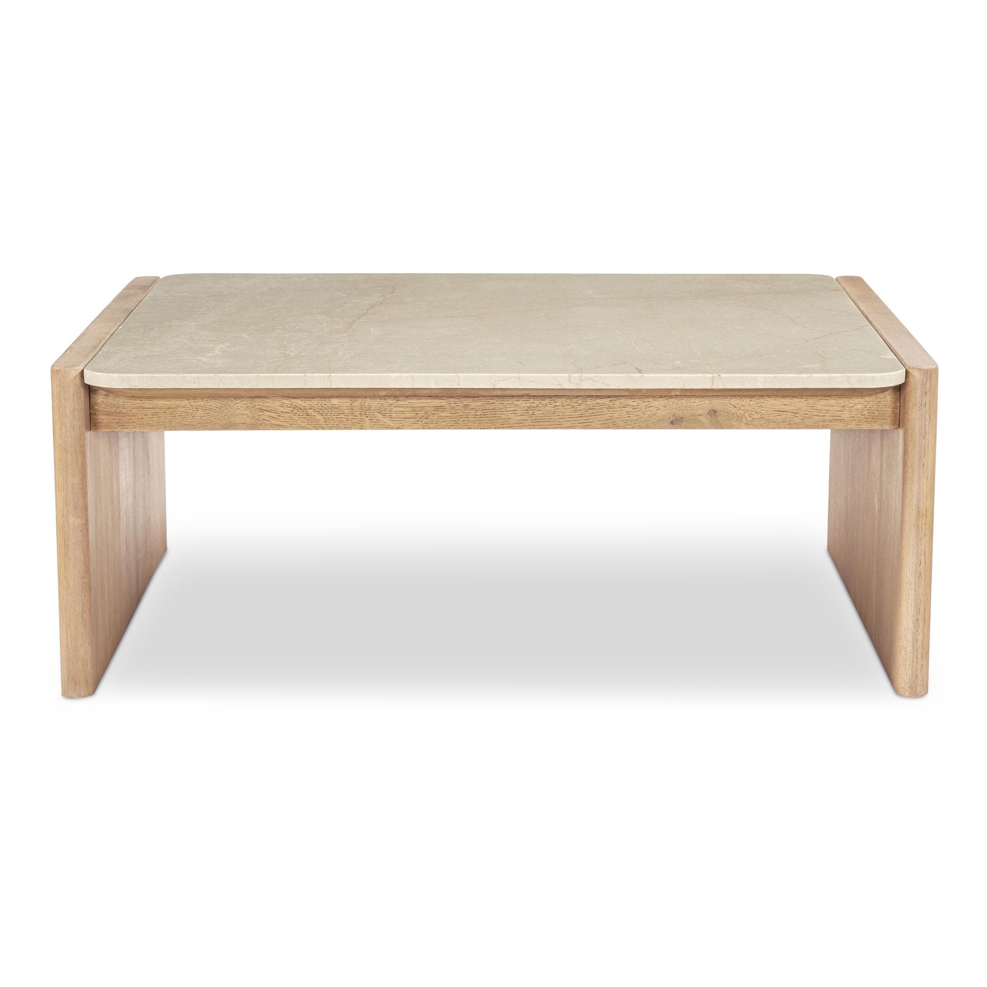 NADAAL STUDIOS Galatea, Rectangular Coffee Table With Marble Top - 41"W x39"D x16"H
