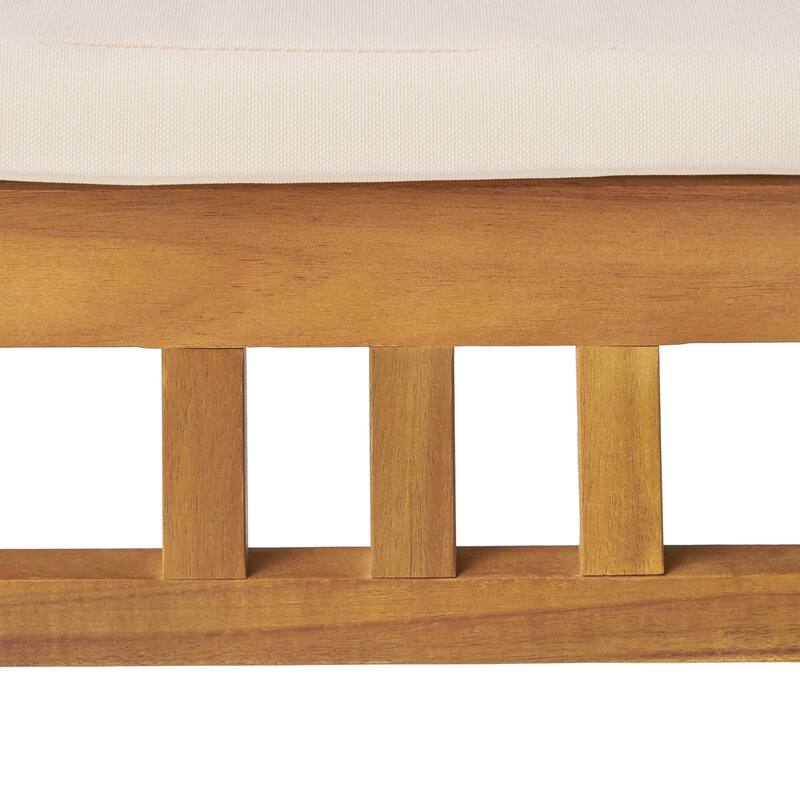 Christopher Knight Home - 7-Piece Outdoor Acacia Dining Set with Curved Back Armchairs, Slat Table & Water-Resistant Cushion