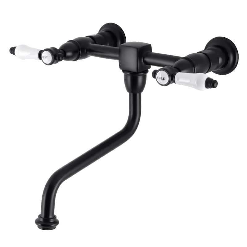 Kingston Brass Bel-Air 1.2 GPM Wall Mounted Bridge Bathroom Faucet - Matte Black