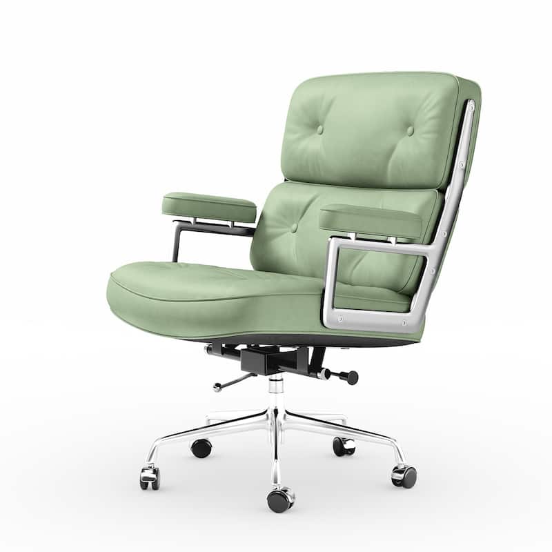 Black Mid-Back Executive Office Chair With Aluminum Alloy Frame - Apple Green 