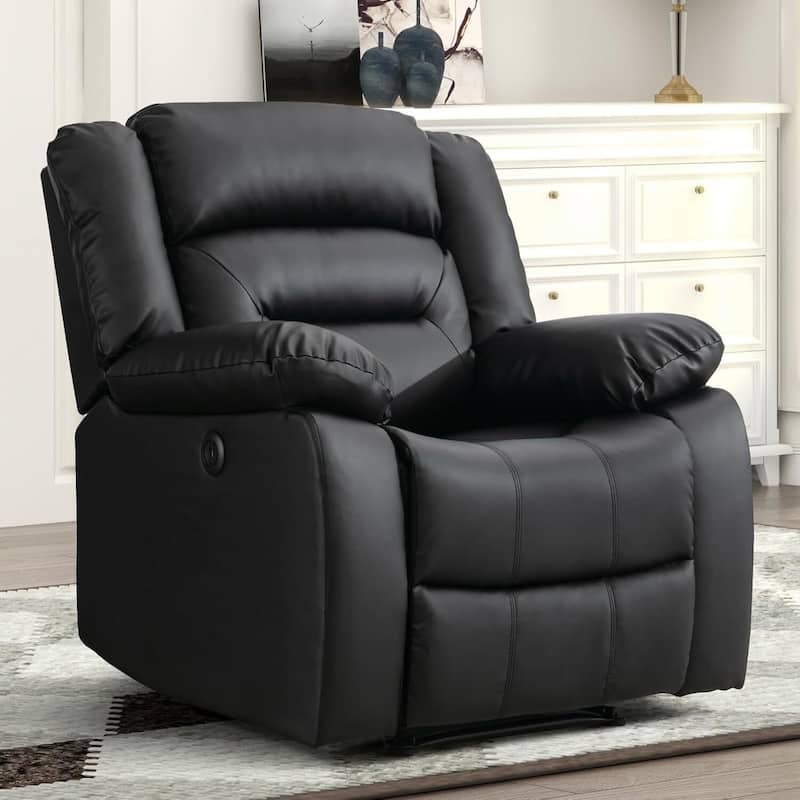 Chenille Power Standard Recliner Chair - Black