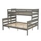 preview thumbnail 8 of 10, Gray Twin XL over Queen Size Solid Wood Bunk Bed with Ladder and Fence for Kids