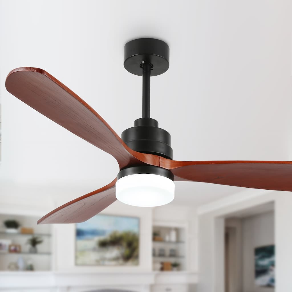 Cusp Barn 52" Wood Ceiling Fan with Lights and Remote 3-Blade Outdoor Indoor Dimmable Light for Living Room