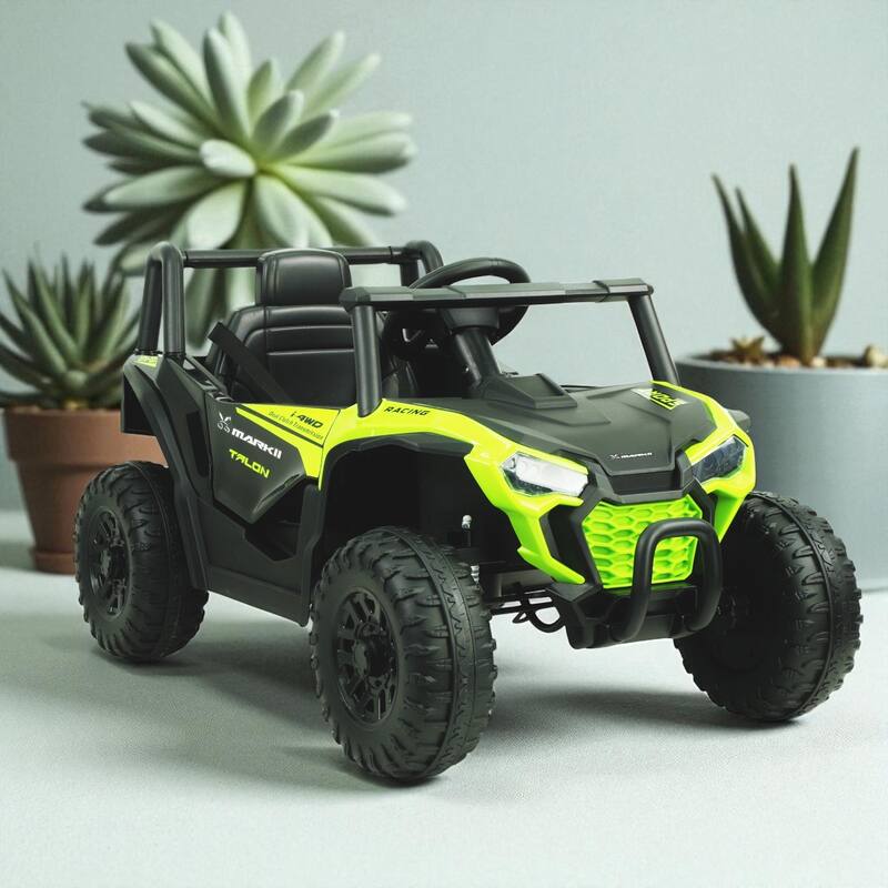 12V Electric Ride-On UTV Car for Kids with Remote Control, LED Lights, Music Player, 3-6 Years - Green